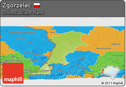 Physical Panoramic Map of Zgorzelec, political outside