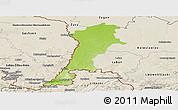 Physical Panoramic Map of Zgorzelec, shaded relief outside