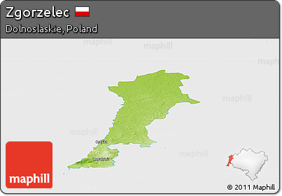 Physical Panoramic Map of Zgorzelec, single color outside