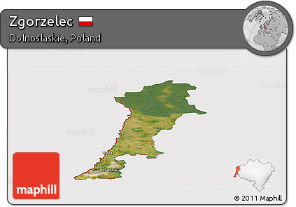 Satellite Panoramic Map of Zgorzelec, cropped outside