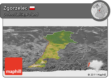 Satellite Panoramic Map of Zgorzelec, desaturated