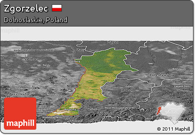Satellite Panoramic Map of Zgorzelec, desaturated