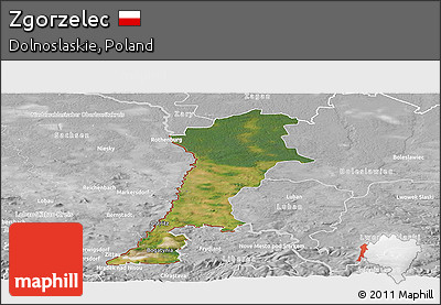Satellite Panoramic Map of Zgorzelec, lighten, desaturated