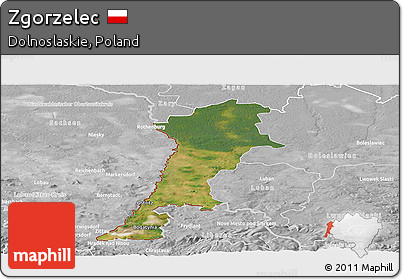 Satellite Panoramic Map of Zgorzelec, lighten, desaturated