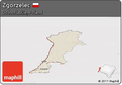 Shaded Relief Panoramic Map of Zgorzelec, cropped outside