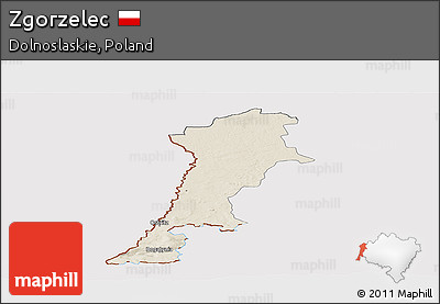 Shaded Relief Panoramic Map of Zgorzelec, cropped outside