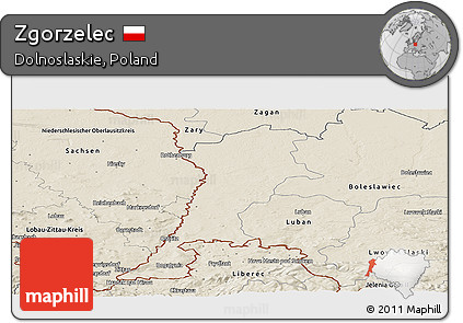 Shaded Relief Panoramic Map of Zgorzelec