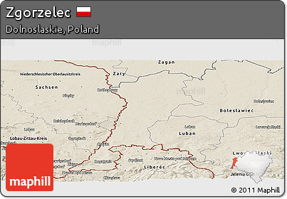 Shaded Relief Panoramic Map of Zgorzelec