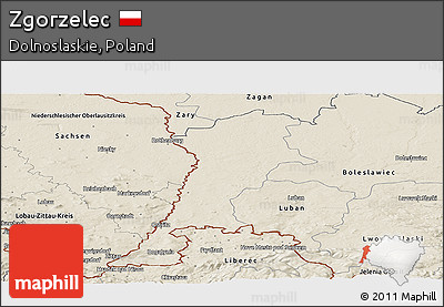 Shaded Relief Panoramic Map of Zgorzelec