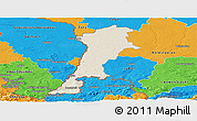 Shaded Relief Panoramic Map of Zgorzelec, political outside