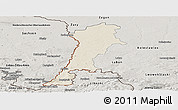 Shaded Relief Panoramic Map of Zgorzelec, semi-desaturated
