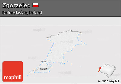 Silver Style Panoramic Map of Zgorzelec, single color outside