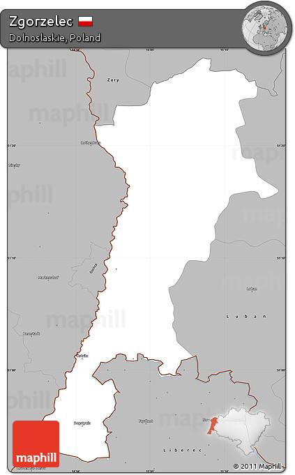 Gray Simple Map of Zgorzelec