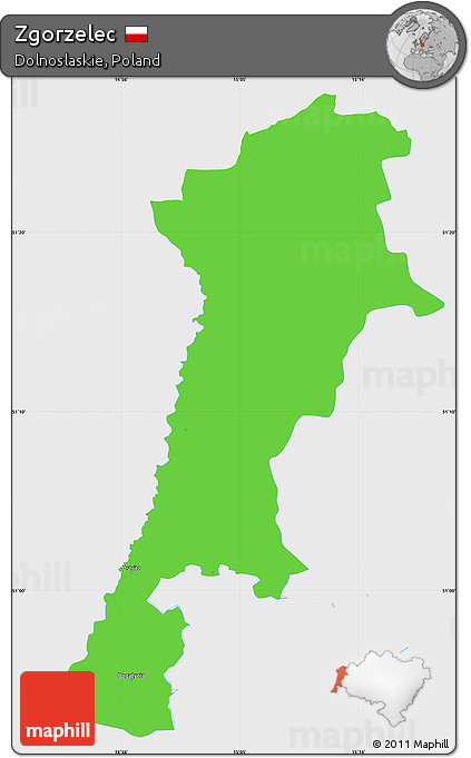 Political Simple Map of Zgorzelec, single color outside