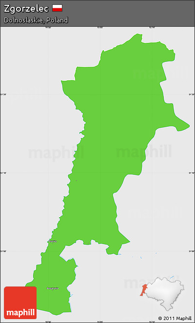 Political Simple Map of Zgorzelec, single color outside
