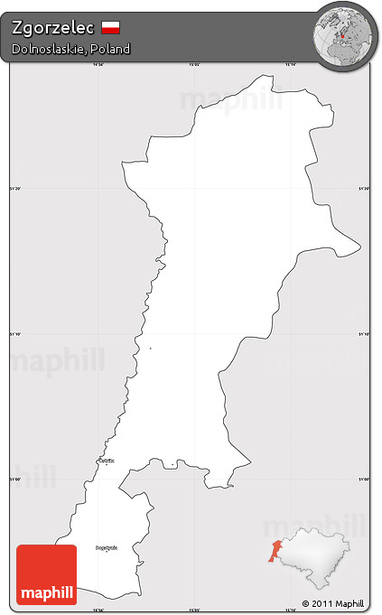Silver Style Simple Map of Zgorzelec, cropped outside