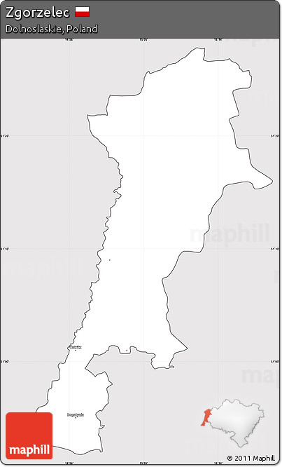 Silver Style Simple Map of Zgorzelec, cropped outside