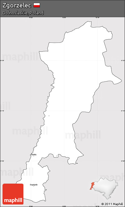 Silver Style Simple Map of Zgorzelec, cropped outside