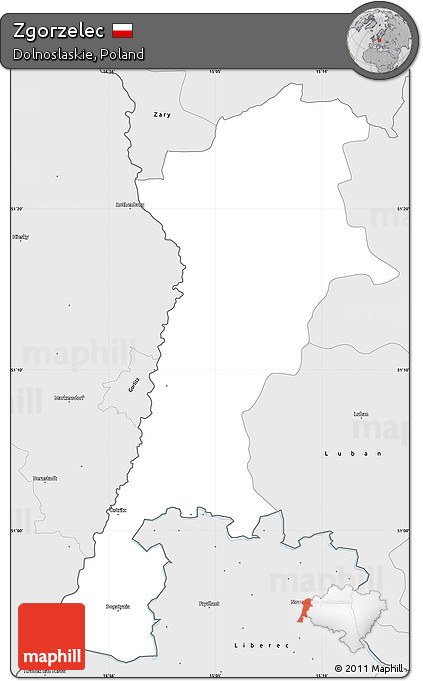 Silver Style Simple Map of Zgorzelec