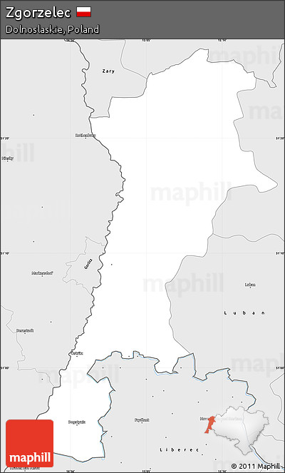 Silver Style Simple Map of Zgorzelec