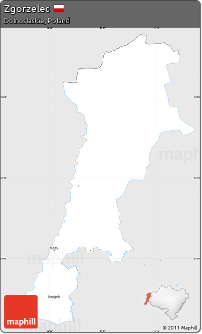 Silver Style Simple Map of Zgorzelec, single color outside