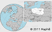 Blank Location Map of Poland, gray outside