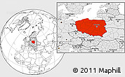 Blank Location Map of Poland, highlighted continent