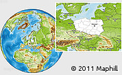 Blank Location Map of Poland, physical outside