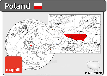 Flag Location Map of Poland, blank outside