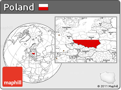 Flag Location Map of Poland, blank outside