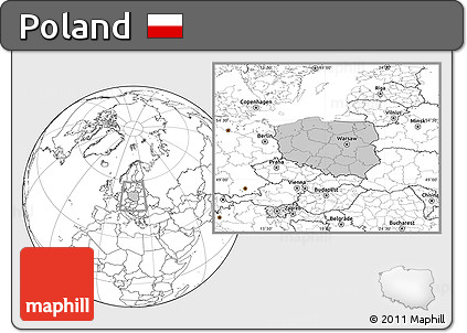 Gray Location Map of Poland, blank outside