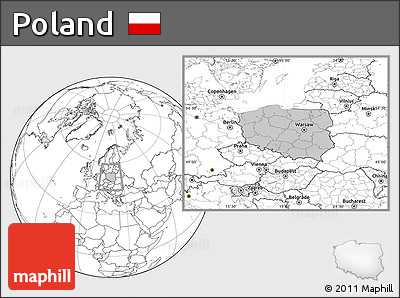 Gray Location Map of Poland, blank outside