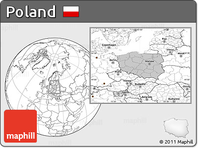 Gray Location Map of Poland, blank outside