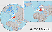 Gray Location Map of Poland, highlighted continent, within the entire continent