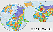 Political Location Map of Poland, within the entire continent