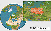 Political Location Map of Poland, satellite outside