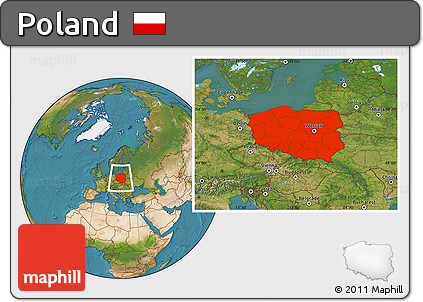 Satellite Location Map of Poland