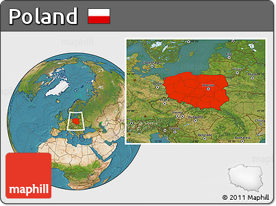 Satellite Location Map of Poland