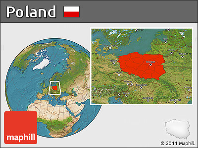 Satellite Location Map of Poland