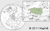 Savanna Style Location Map of Poland, blank outside, hill shading inside