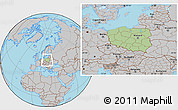 Savanna Style Location Map of Poland, gray outside