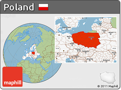 Savanna Style Location Map of Poland, highlighted continent