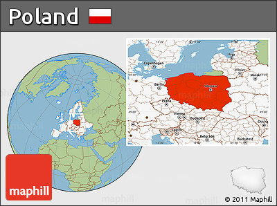 Savanna Style Location Map of Poland, highlighted continent