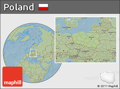 Savanna Style Location Map of Poland, hill shading outside