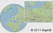 Savanna Style Location Map of Poland, hill shading outside