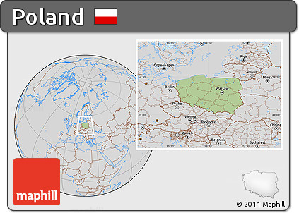 Savanna Style Location Map of Poland, lighten, desaturated