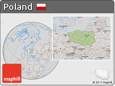 Savanna Style Location Map of Poland, lighten, desaturated