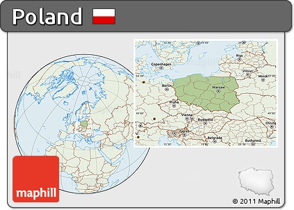Savanna Style Location Map of Poland, lighten