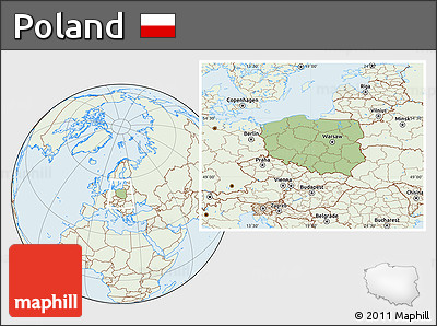 Savanna Style Location Map of Poland, lighten