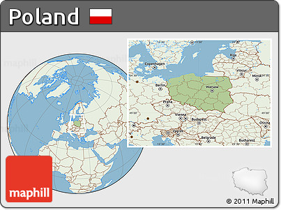 Savanna Style Location Map of Poland, lighten, land only